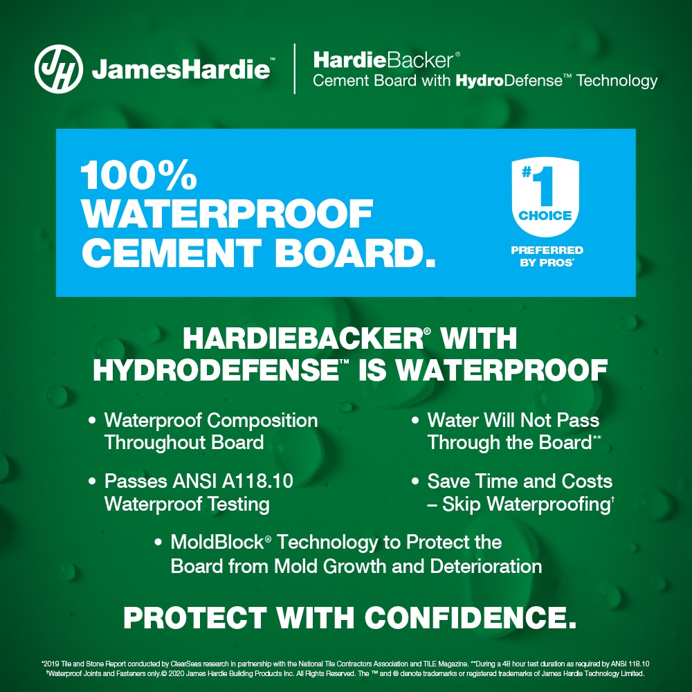 James Hardie HardieBacker with HydroDefense Technology 3 ft. x 5 ft. x